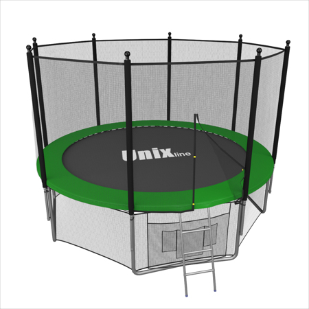 Батут Unix 8 ft с сеткой и лестницей зеленый Батут Unix 8 ft с сеткой и лестницей зеленый
