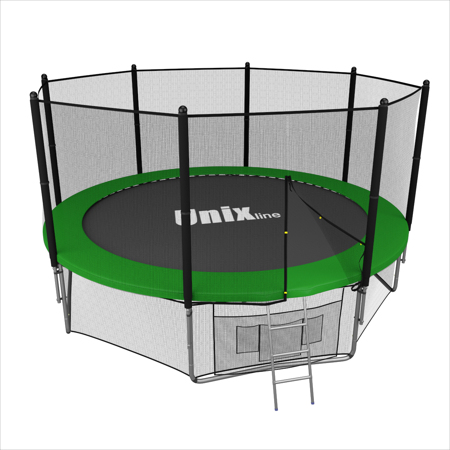 Батут Unix 10 ft с сеткой и лестницей зеленый Батут Unix 10 ft с сеткой и лестницей зеленый