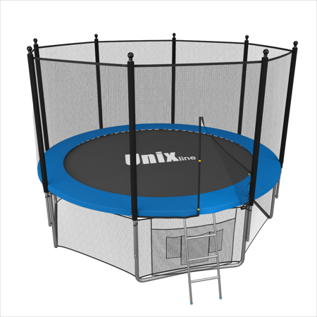 Батут Unix 8 ft с сеткой и лестницей синий Батут Unix 8 ft с сеткой и лестницей синий