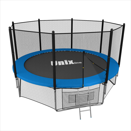 Батут Unix 12 ft с сеткой и лестницей синий Батут Unix 12 ft с сеткой и лестницей синий