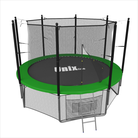 Батут Unix 8 ft с сеткой и лестницей зеленый Батут Unix 8 ft с сеткой и лестницей зеленый