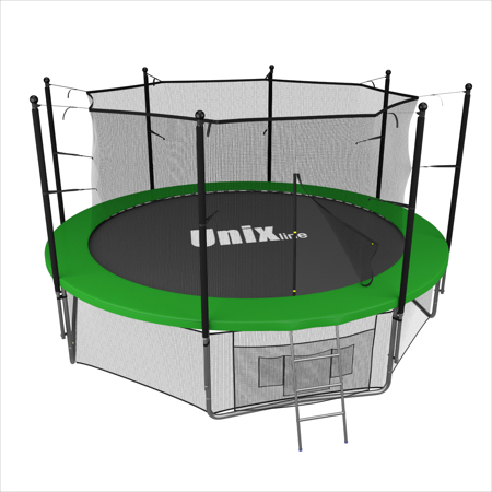 Батут Unix 10 ft с сеткой и лестницей зеленый Батут Unix 10 ft с сеткой и лестницей зеленый