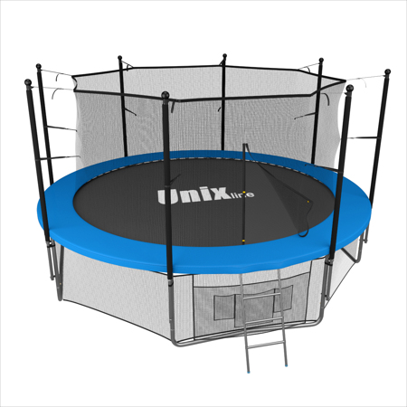 Батут Unix 14 ft с сеткой лестницей синий Батут Unix 14 ft с сеткой лестницей синий